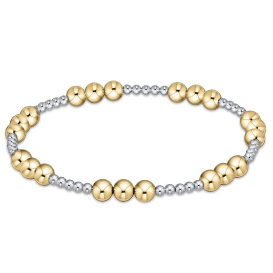 EXTENDS- JOY PATTERN 5MM BEAD BRACELET- MIXED METAL