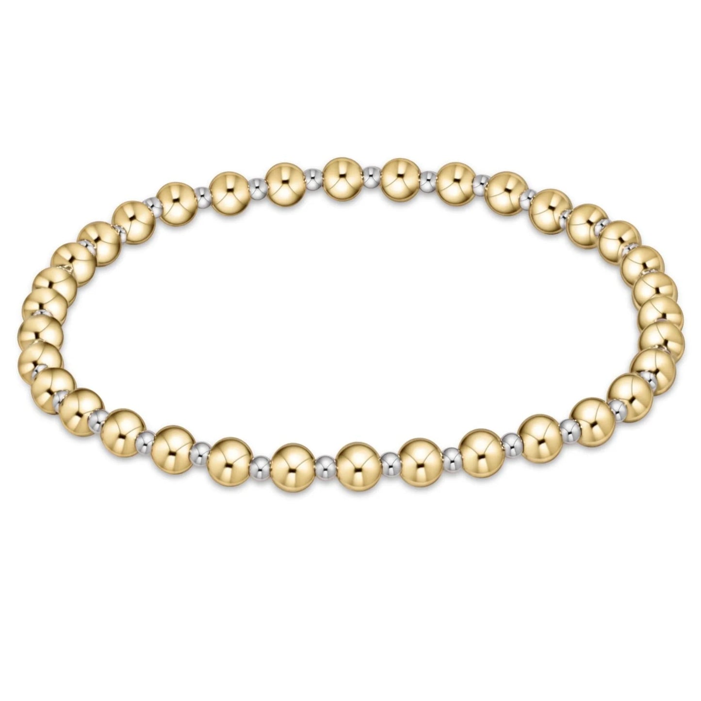 CLASSIC GRATEFUL PATTERN 4MM BEAD BRACELET- MIXED METAL