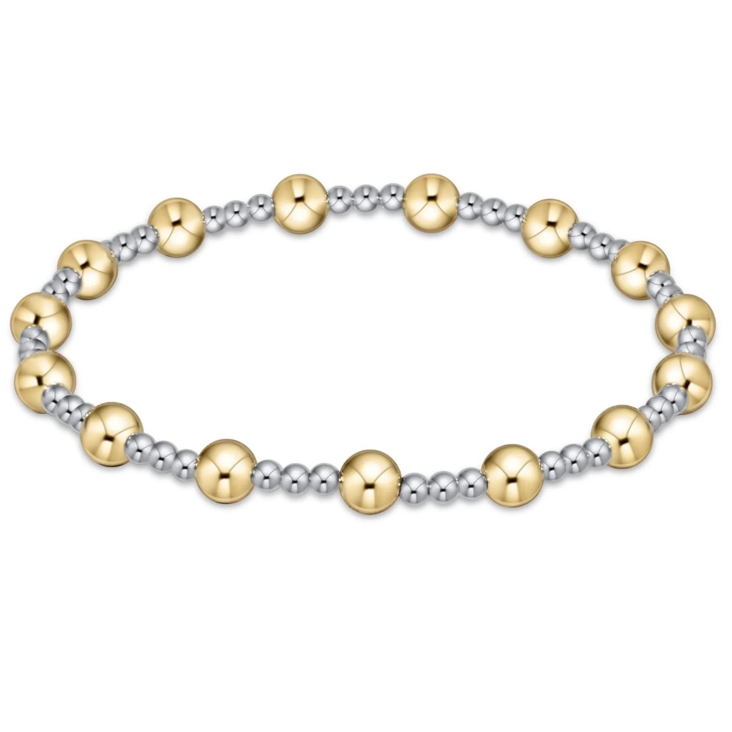 EXTENDS- SINCERITY PATTERN 5MM BEAD BRACELET- MIXED METAL