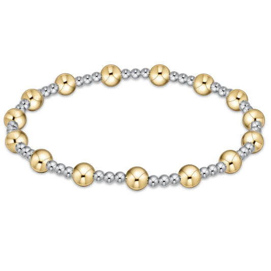 EXTENDS- SINCERITY PATTERN 5MM BEAD BRACELET- MIXED METAL