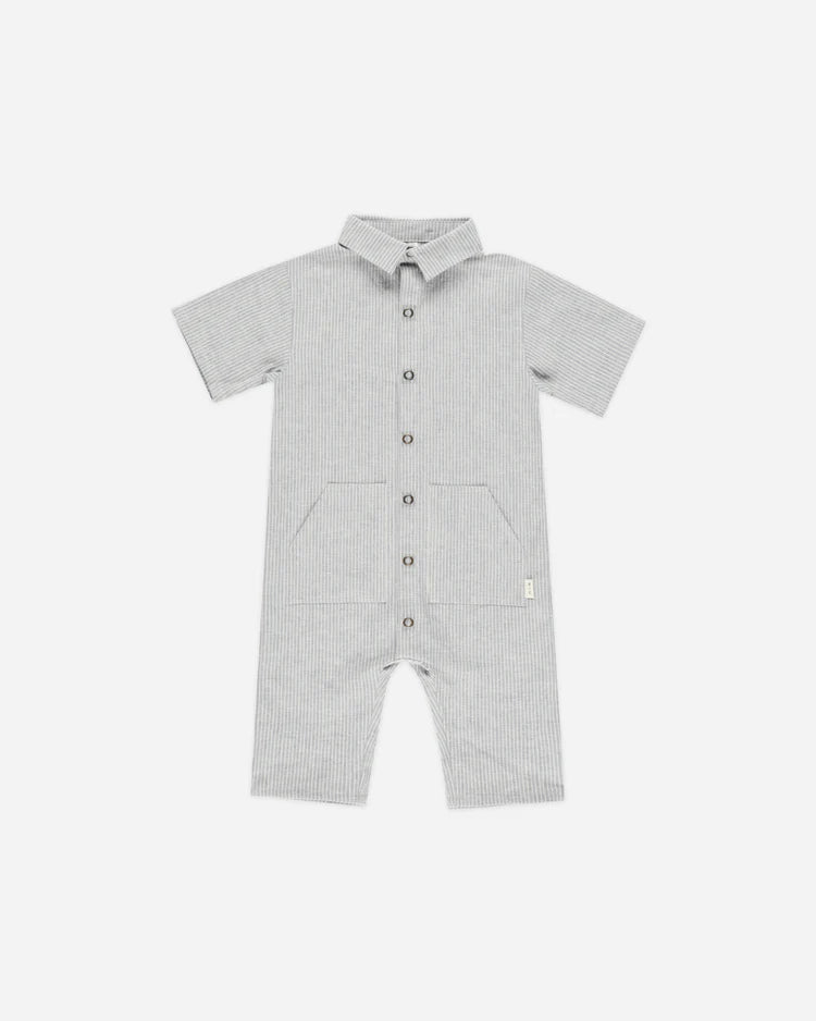 RHETT JUMPSUIT || BLUE MICRO STRIPE