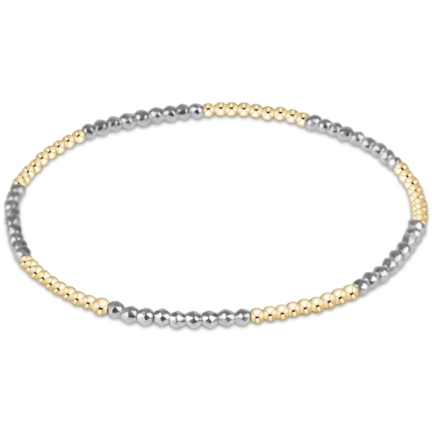 BLISSFUL PATTERN 2MM BEAD BRACELET- BRIGHT SILVER FACETED HEMATITE