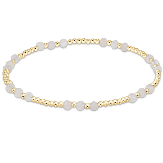 GEMSTONE GOLD JOY PATTERN 3MM BEAD BRACELET- MOONSTONE