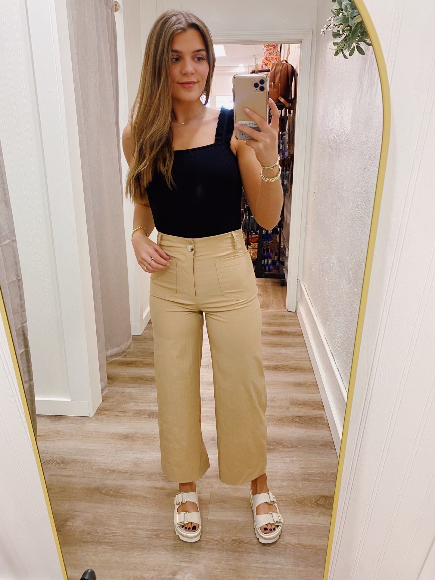 RIBBED RUFFLE STRAP BODYSUIT