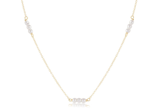 17" JOY SIMPLICITY 3MM GOLD CHAIN CHOKER- PEARL
