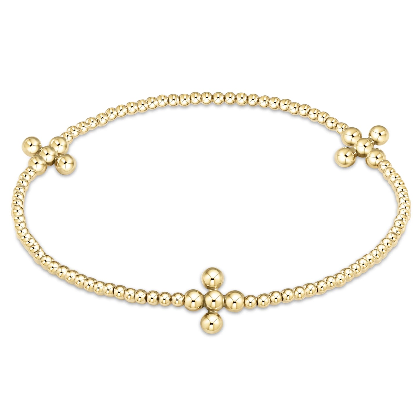 SIGNATURE GOLD CROSS 2MM BEAD BRACELET