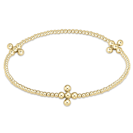 SIGNATURE GOLD CROSS 2MM BEAD BRACELET