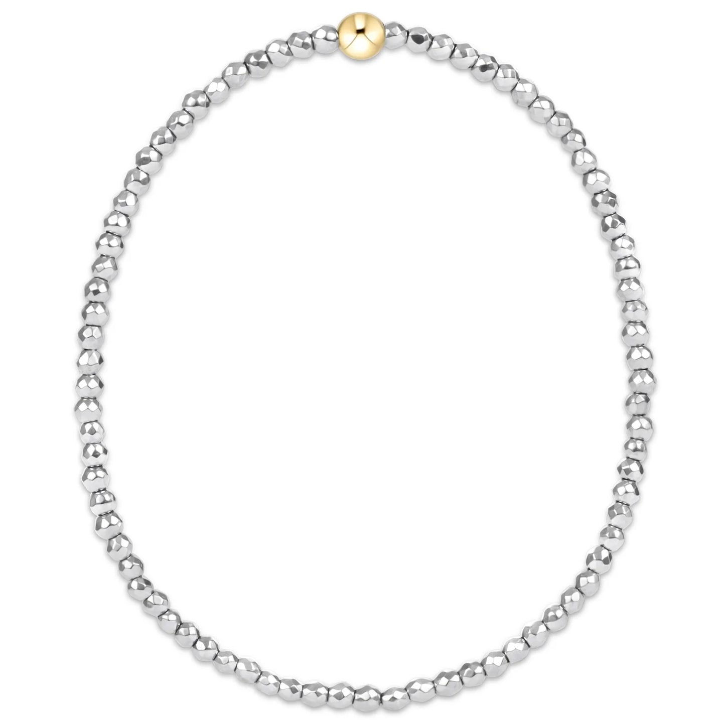 SILVER FACETED HEMATITE 2MM BEAD BRACELET