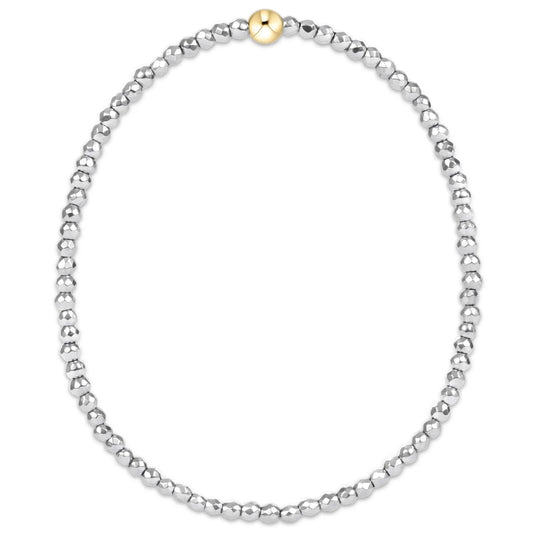 SILVER FACETED HEMATITE 2MM BEAD BRACELET