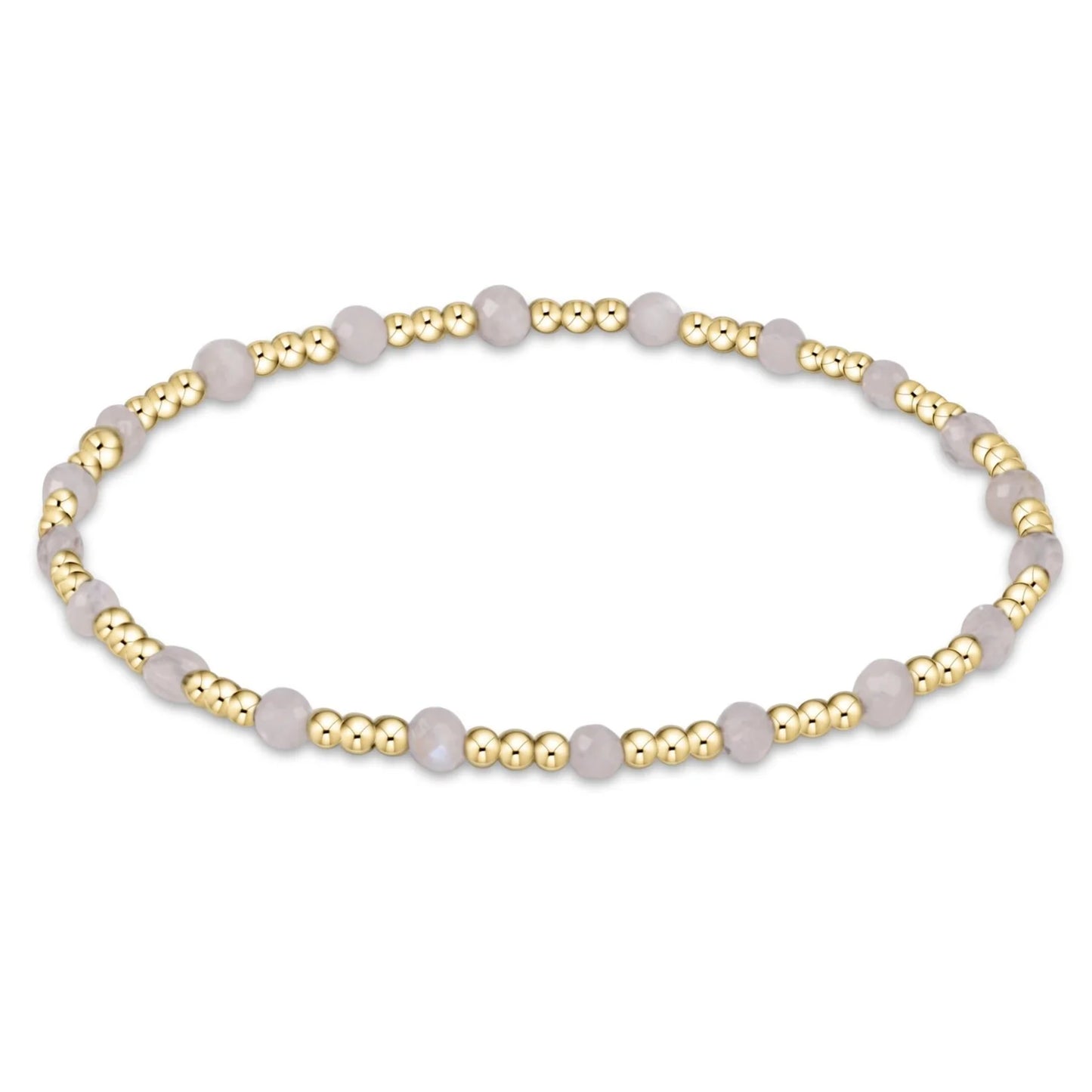GEMSTONE GOLD SINCERITY PATTERN 3MM BEAD BRACELET- MOONSTONE