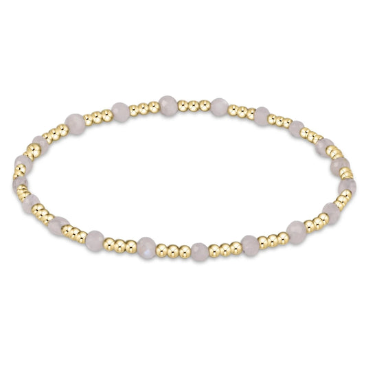 GEMSTONE GOLD SINCERITY PATTERN 3MM BEAD BRACELET- MOONSTONE