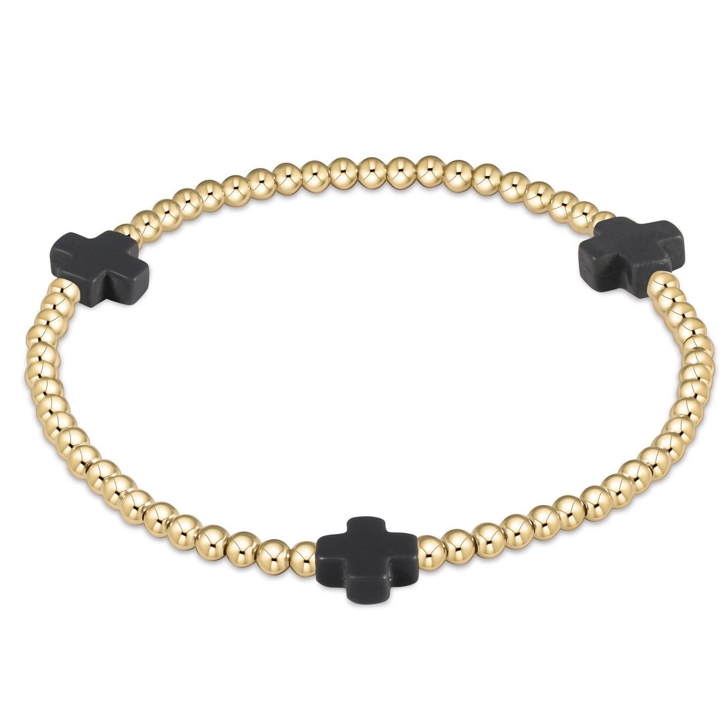 SIGNATURE CROSS GOLD PATTERN 3MM BEAD BRACELET