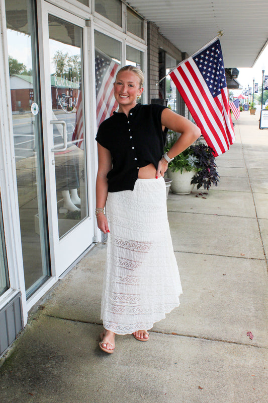 LACE KNITTED MAXI SKIRT