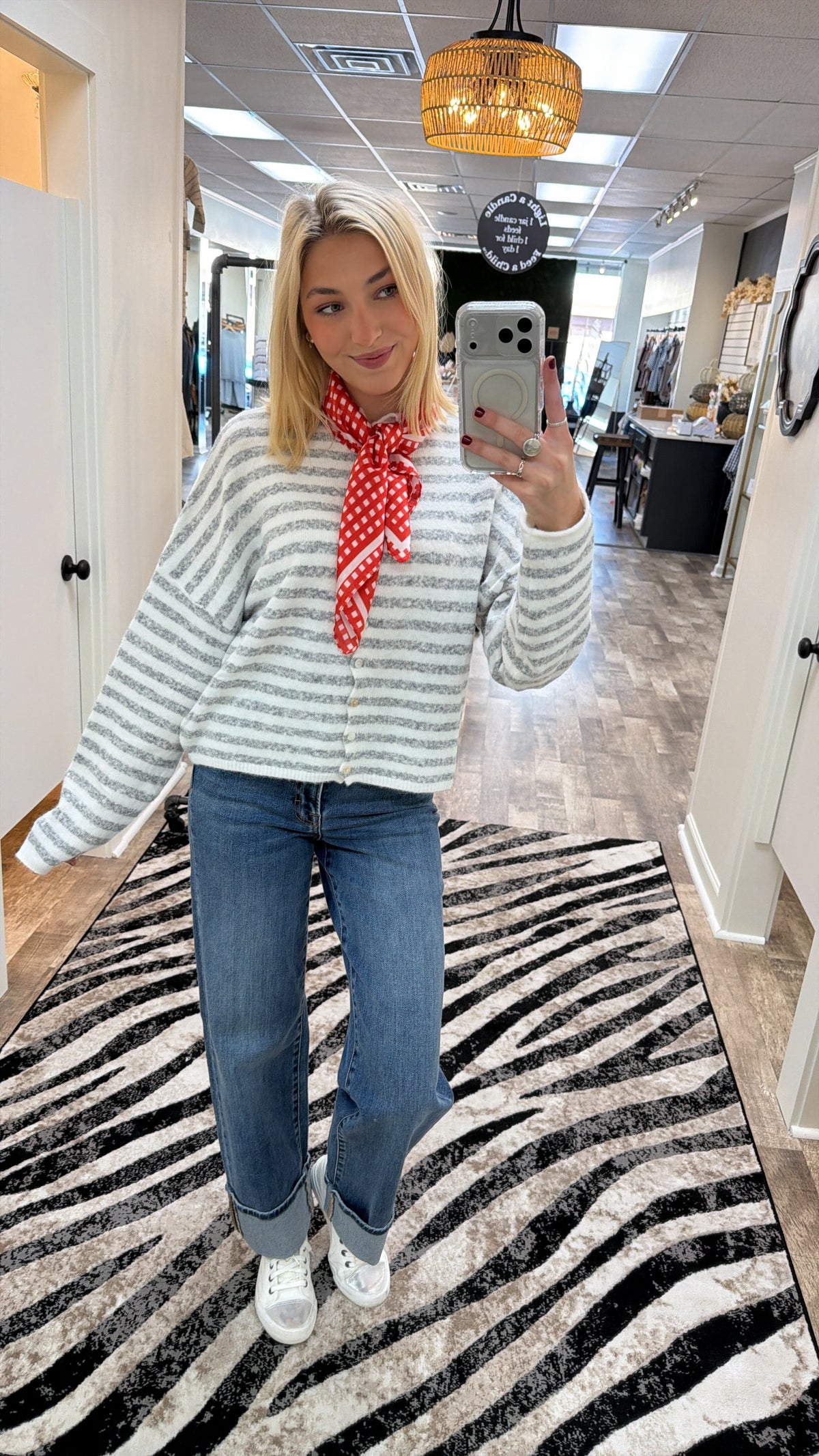 Piper Striped Cardigan | Heather Grey