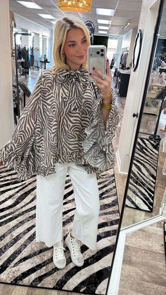 Zebra High Low Blouse