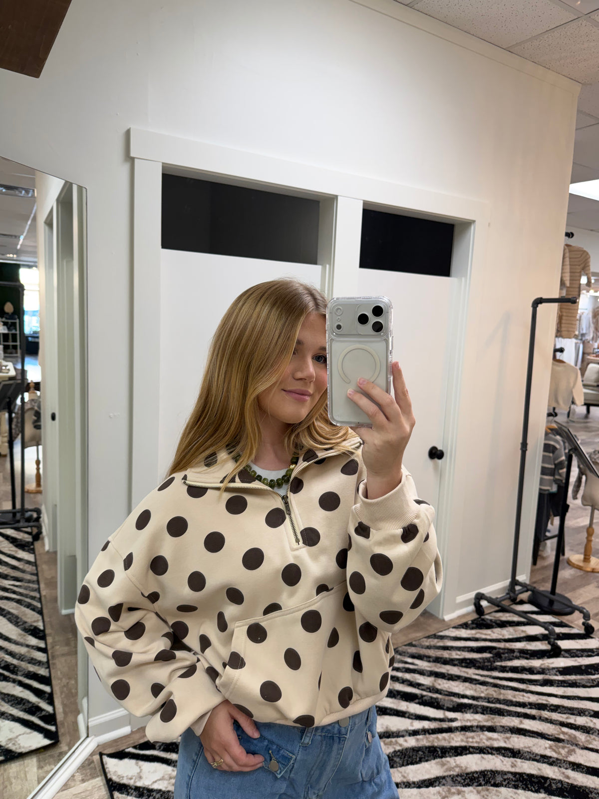 Polka Dot Half-Zip