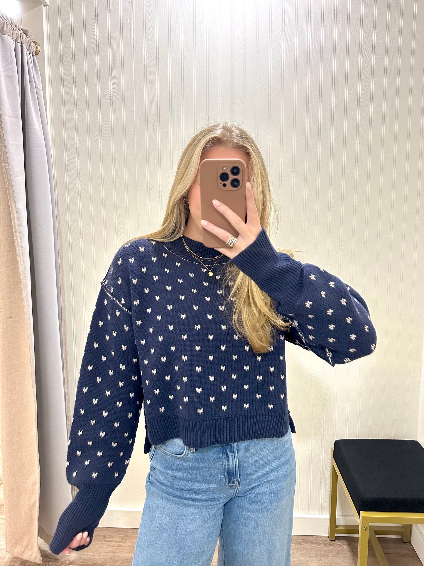 PATTERNED CROP SWEATER