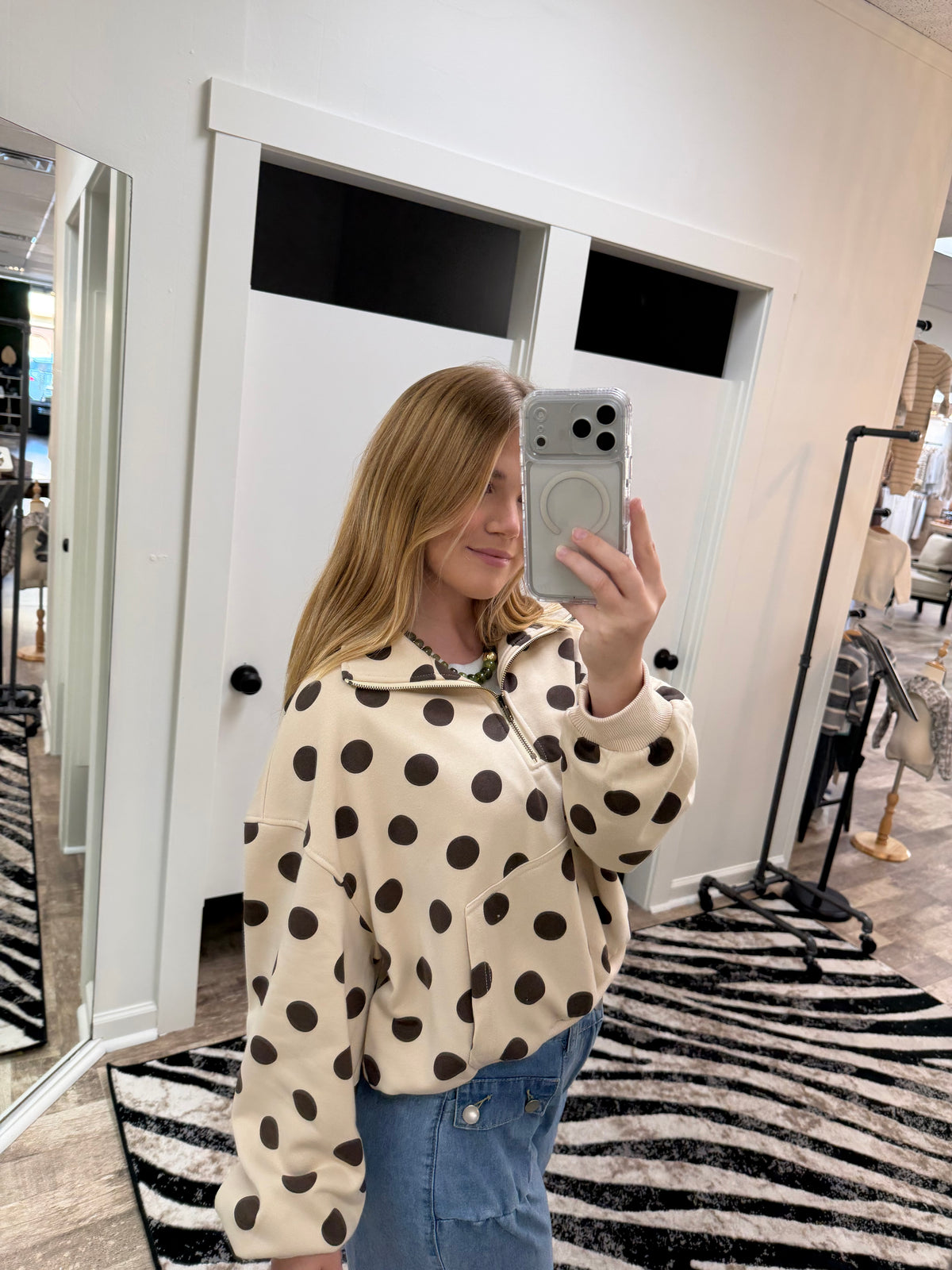 Polka Dot Half-Zip