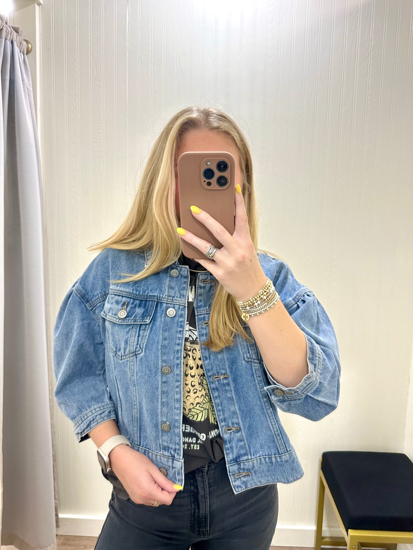 PUFF SLEEVE DENIM JACKET