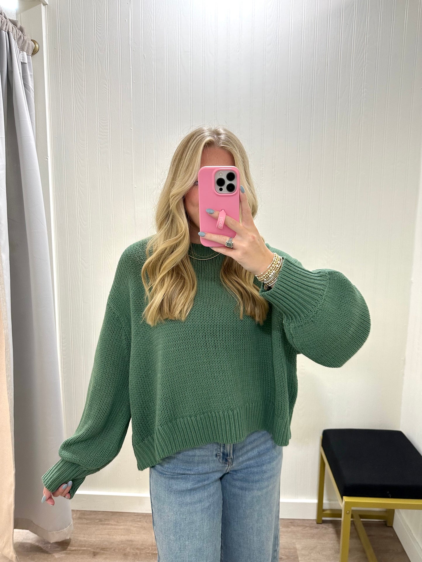 GREEN BALLOON SWEATER