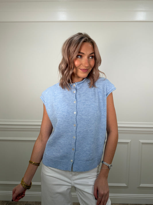 Piper Vest Cardigan | Sky Blue