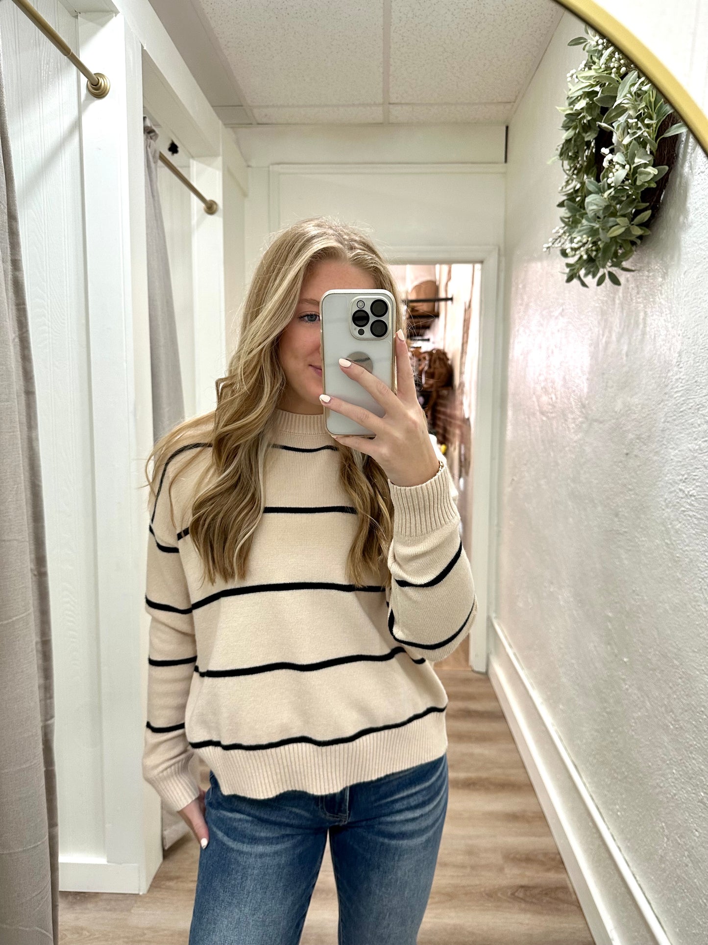 ALL OVER STRIPED SWEATER