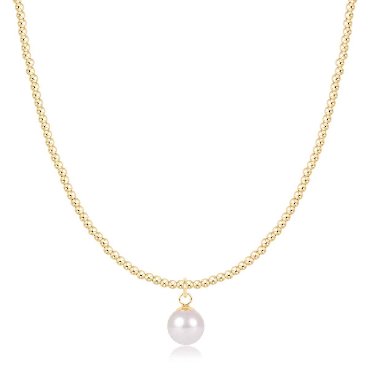 Classic Gold Choker 2mm-Classic Pearl 8mm Charm