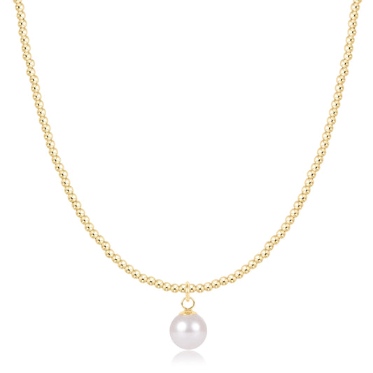 Classic Gold Choker 2mm-Classic Pearl 8mm Charm