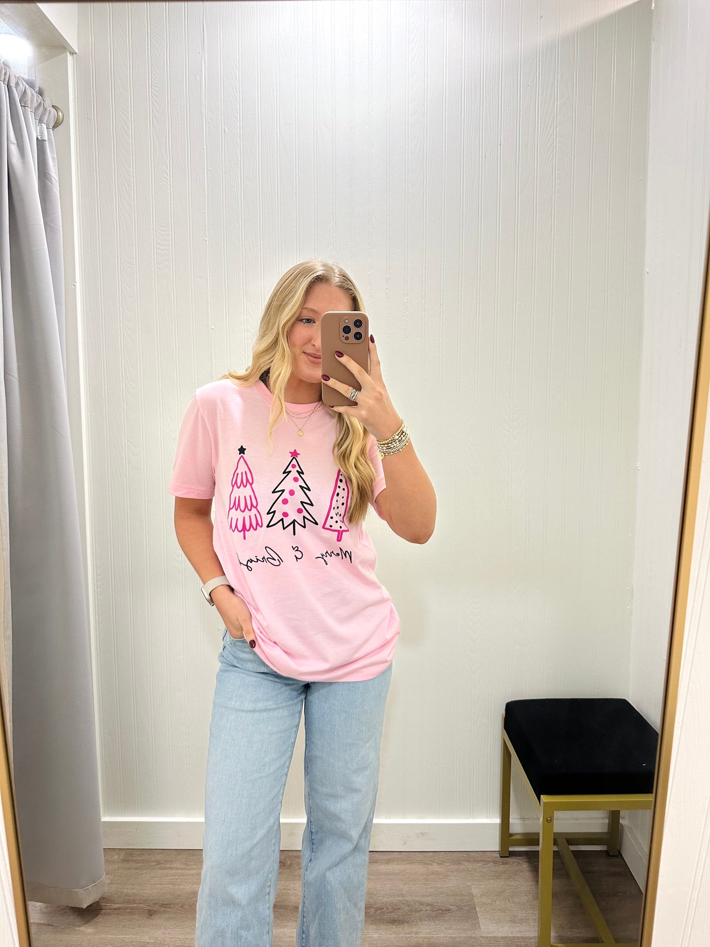 PINK MERRY & BRIGHT TEE