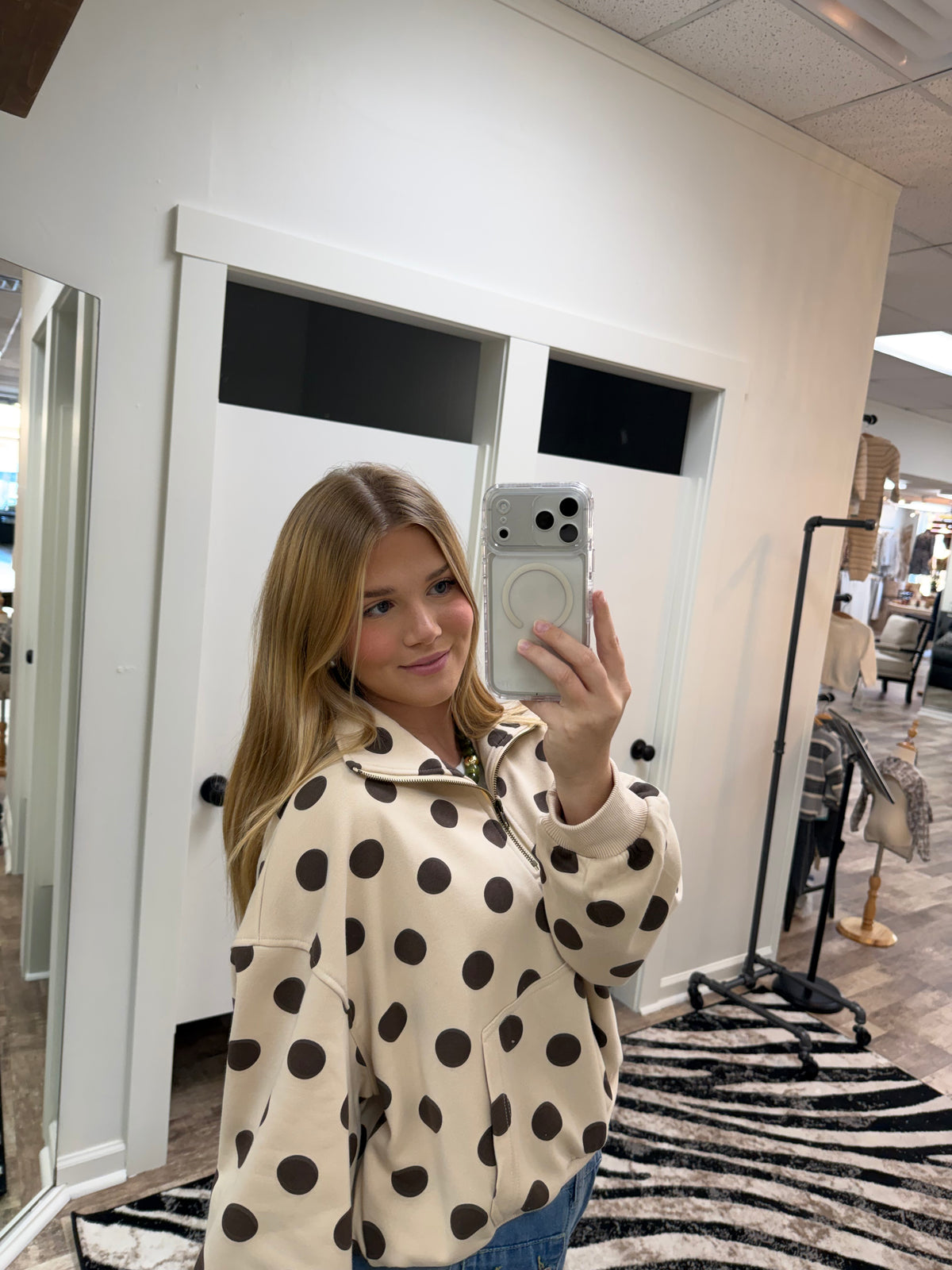 Polka Dot Half-Zip