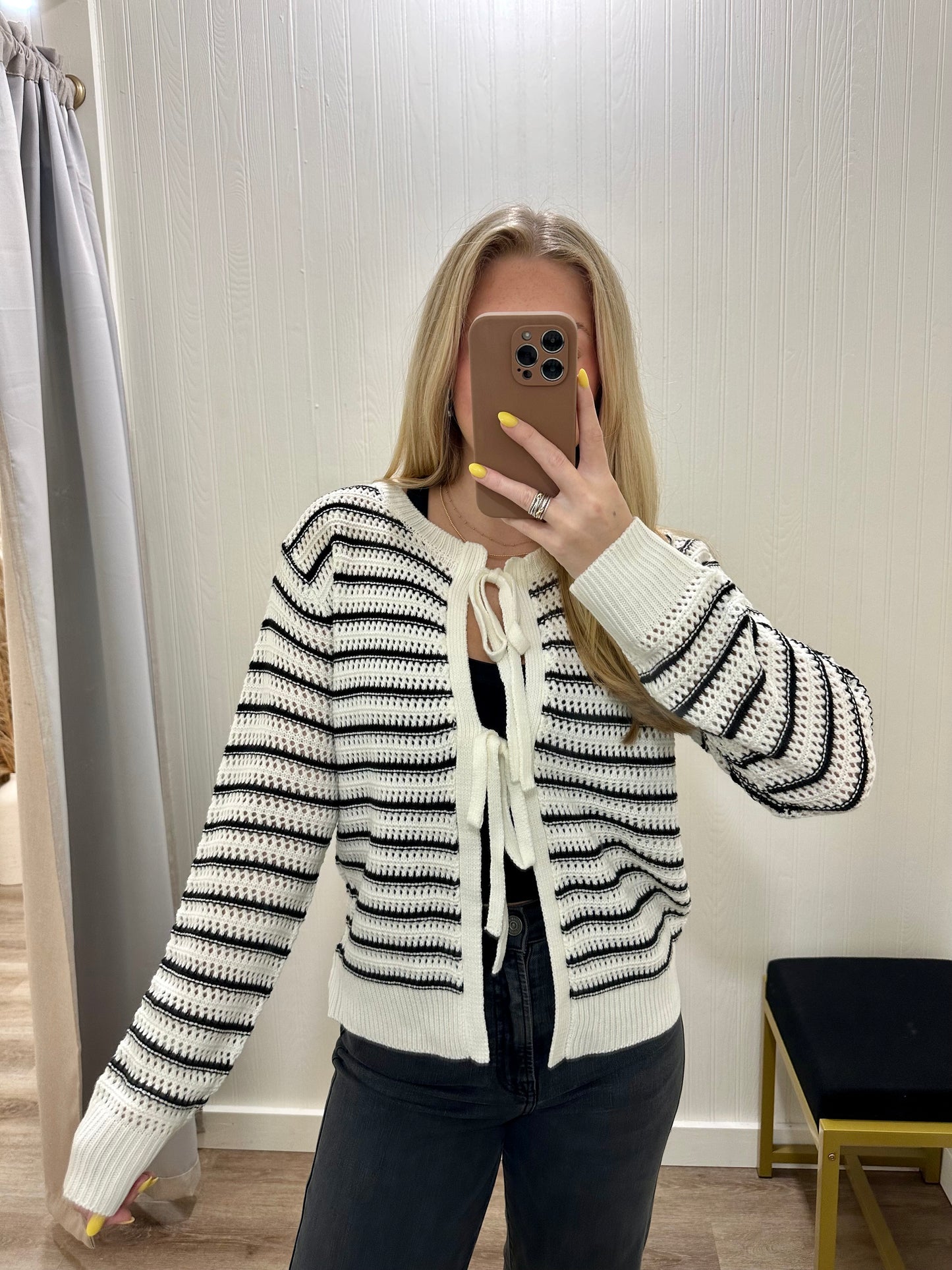 STRIPED CROCHET CARDIGAN