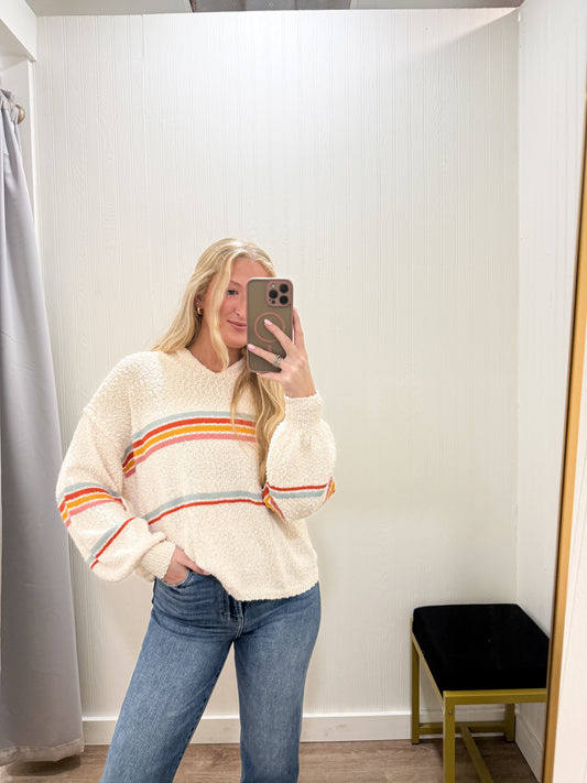 MULTICOLOR STRIPE HOODED SWEATER