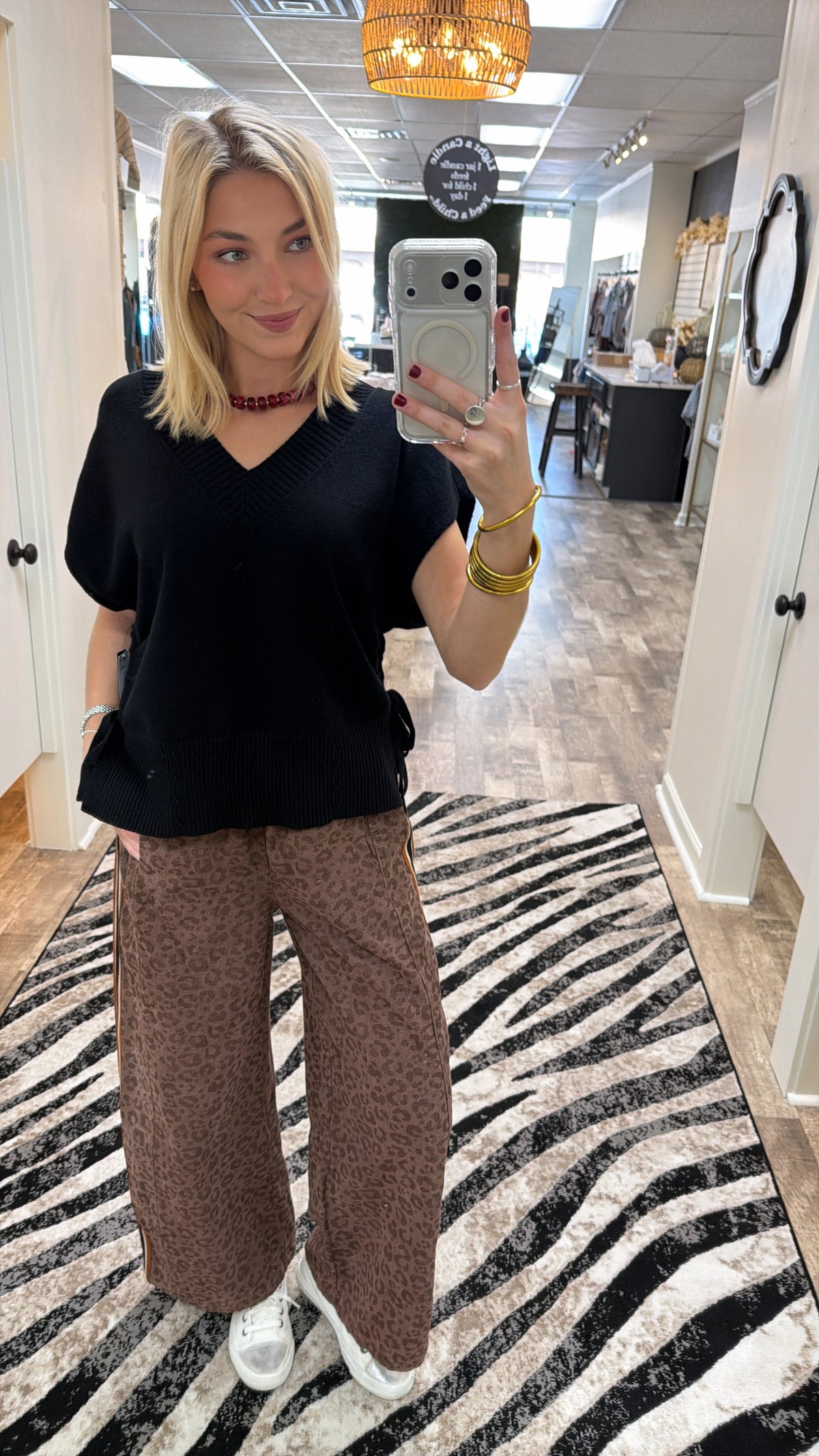 Vintage Leopard Wide Leg Pants