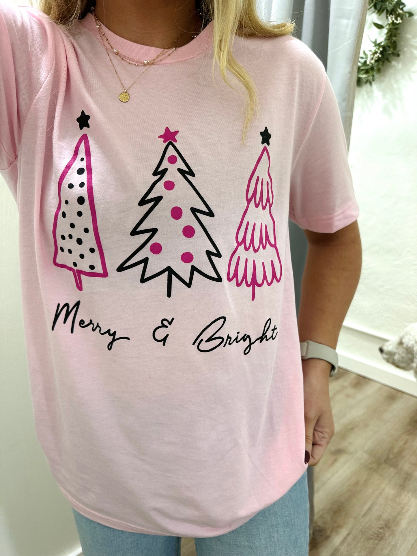 PINK MERRY & BRIGHT TEE