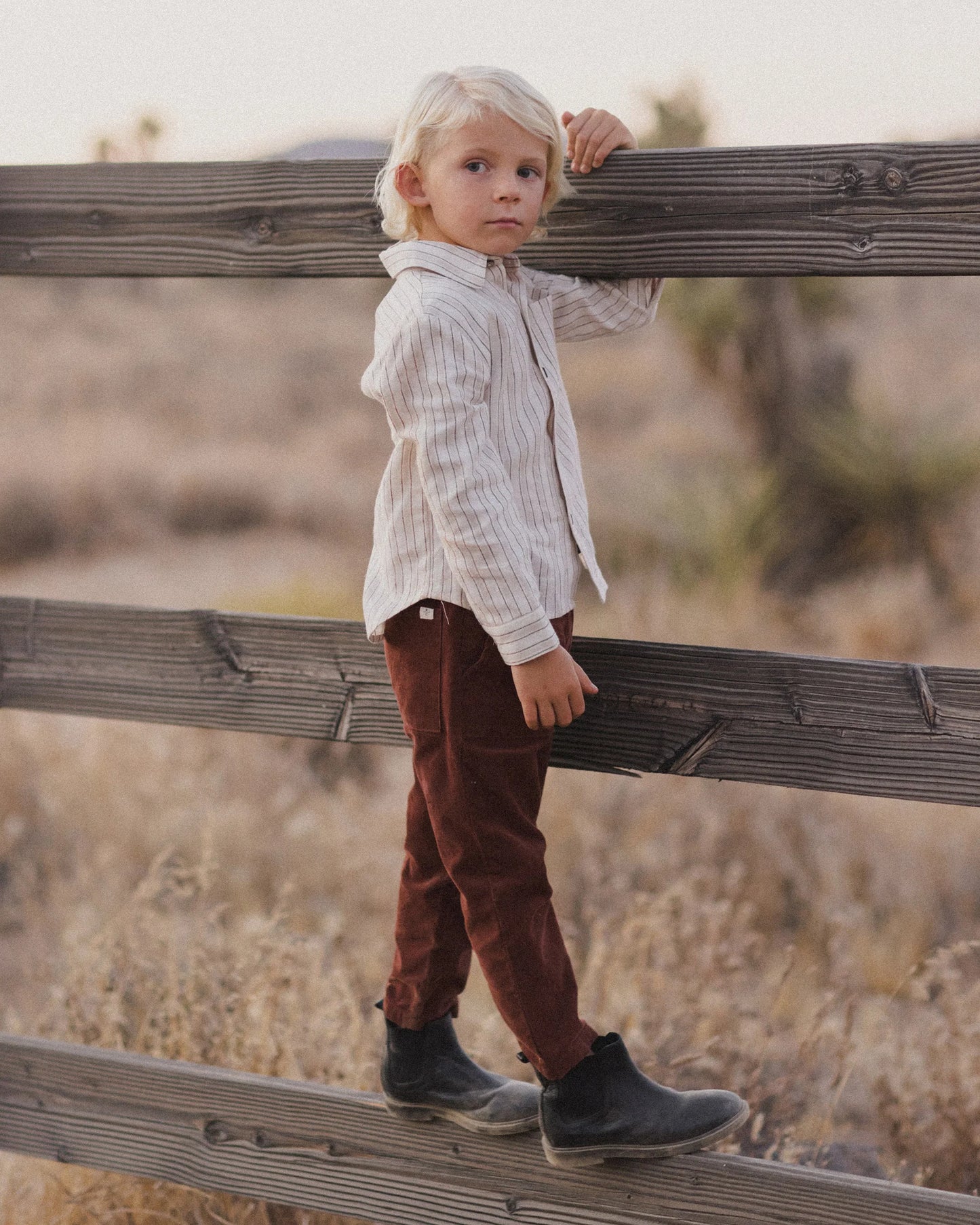 COLLARED LONG SLEEVE SHIRT || STONE STRIPE