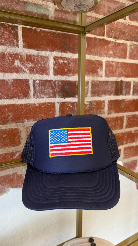 AMERICAN FLAG TRUCKER HAT