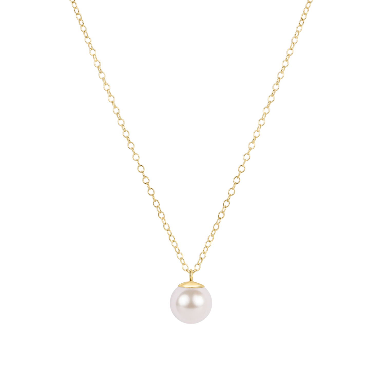 16” NECKLACE GOLD- CLASSIC PEARL 8MM CHARM