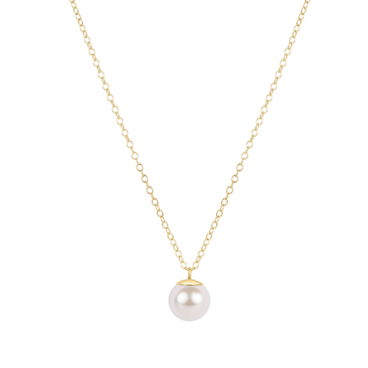 16” NECKLACE GOLD- CLASSIC PEARL 8MM CHARM