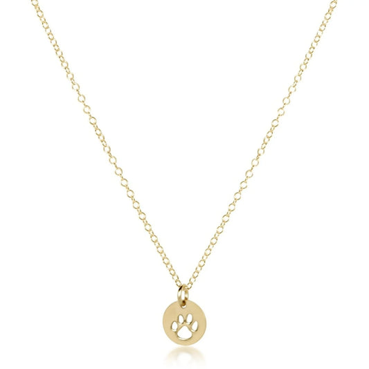16” NECKLACE GOLD- PAW PRINT SMALL GOLD DISC