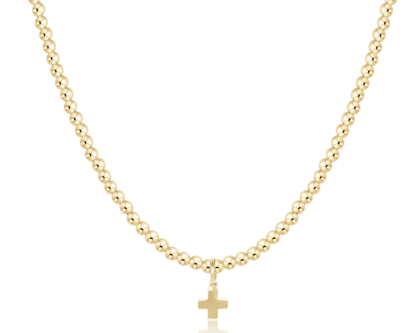 CLASSIC GOLD CHOKER 3MM BEAD- GOLD- SIGNATURE CROSS GOLD CHARM