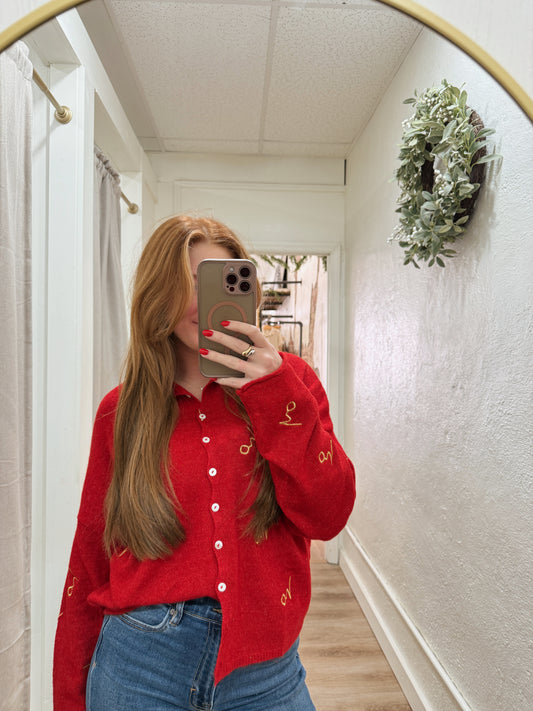 PIPER CARDIGAN | HOLIDAY RED