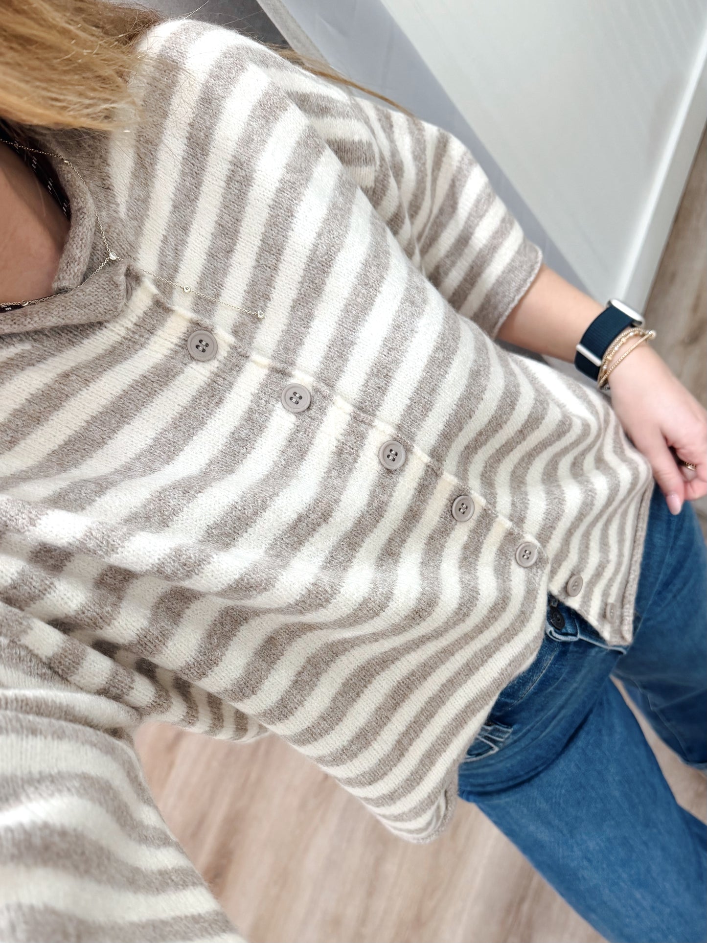SUNDAY BRUNCH STRIPED CARDIGAN