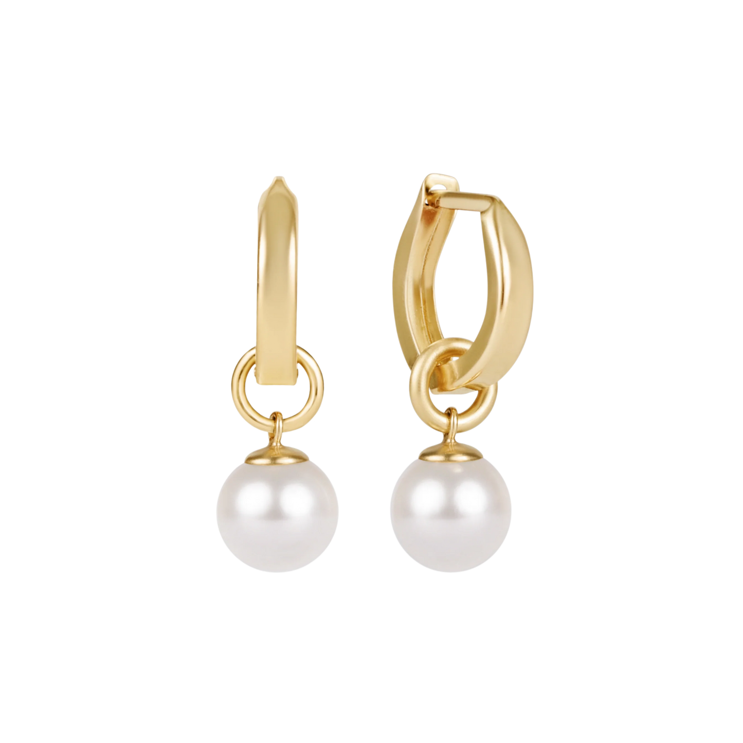HUGGIE GOLD 0.5” HOOP- CLASSIC PEARL 8MM CHARM
