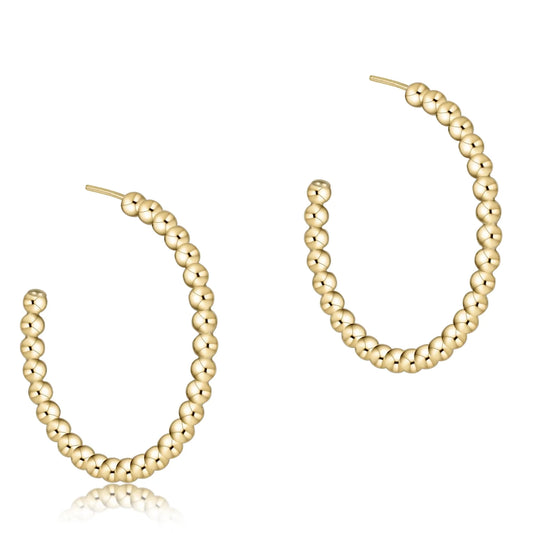 BEADED CLASSIC 1.25" POST HOOP- 3MM GOLD