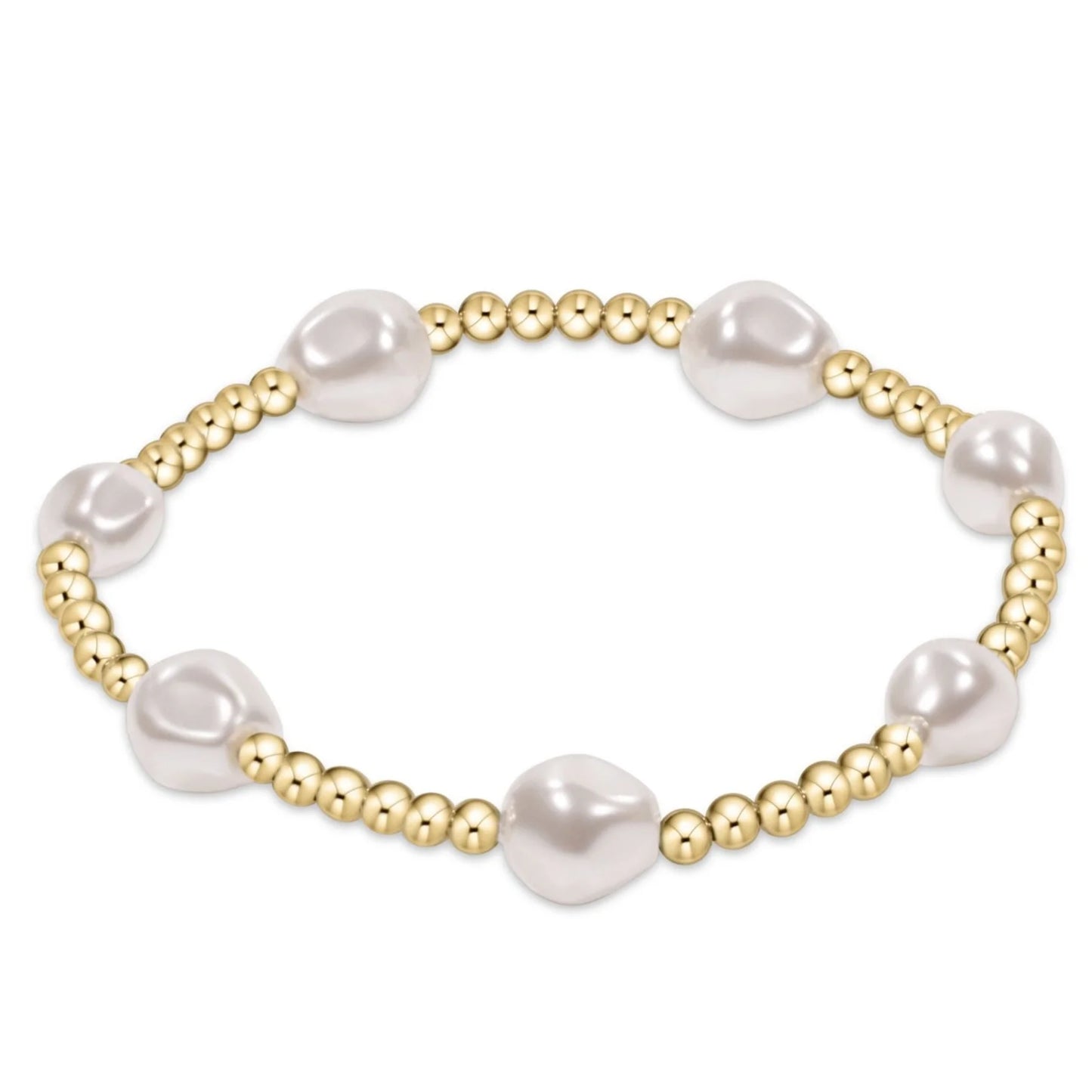 ADMIRE GOLD 3MM BEAD BRACELET- PEARL