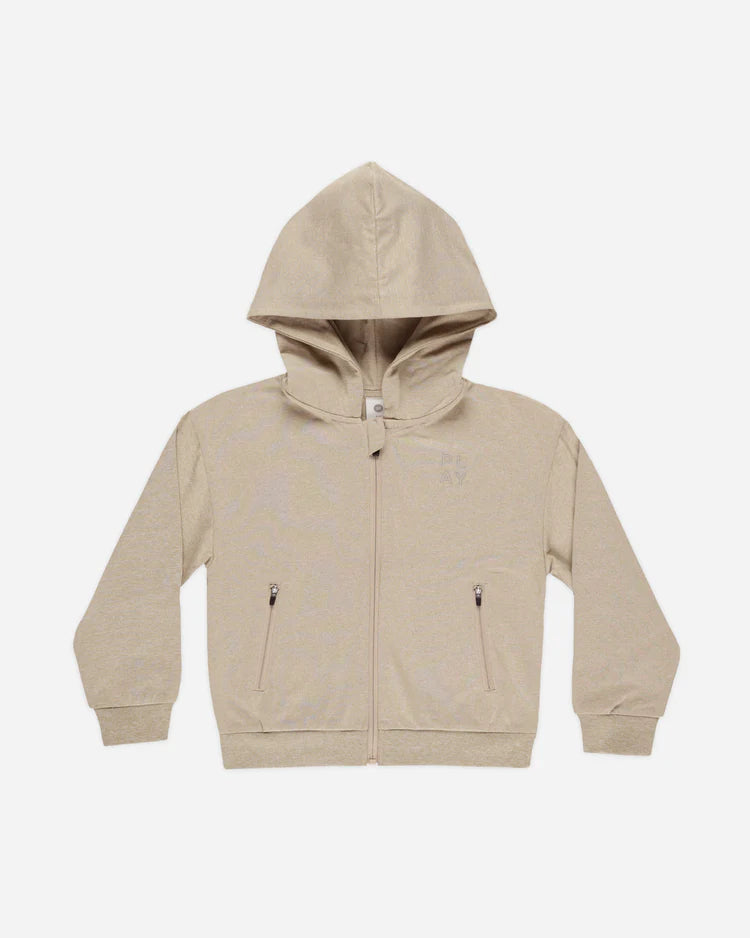 ZIP-UP TECH HOODIE || HEATHERED PEBBLE