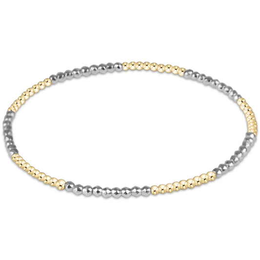 BLISSFUL PATTERN 2MM BEAD BRACELET- BRIGHT SILVER FACETED HEMATITE