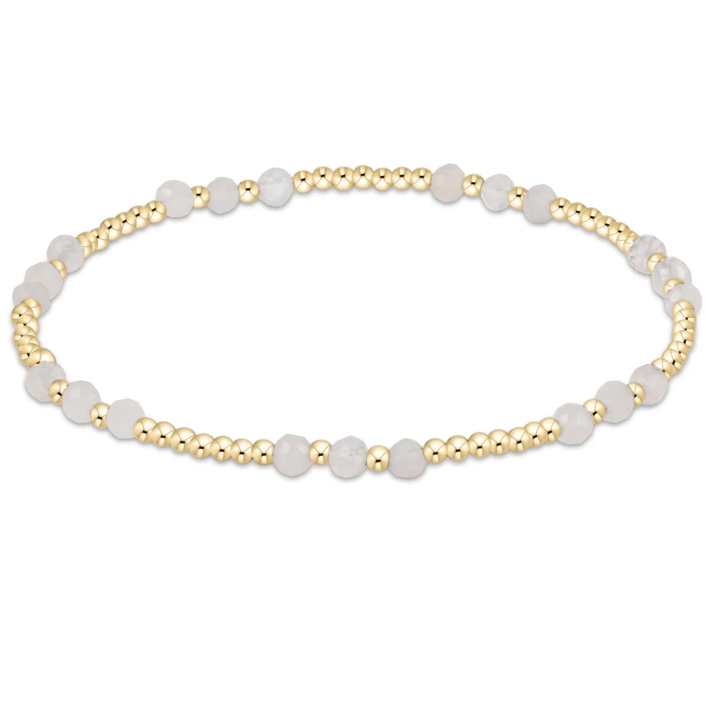GEMSTONE GOLD JOY PATTERN 3MM BEAD BRACELET- MOONSTONE